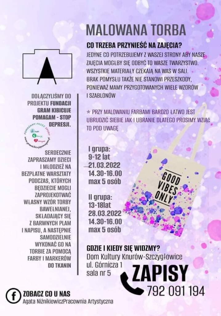 stop depresji malowana torba dom kultury knurow