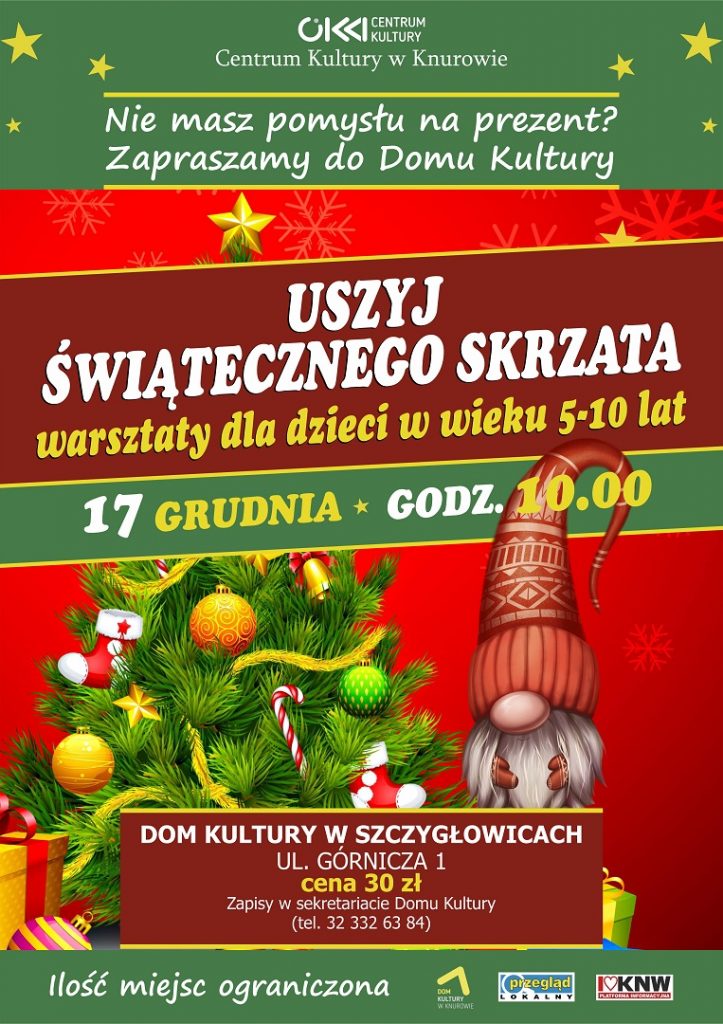 warsztaty uszyj swiatecznego skrzata dom kultury knurow szczyglowice