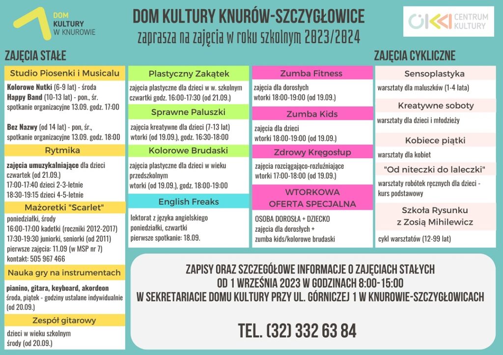 oferta zajec w domu kultury knurow szczyglowice na rok