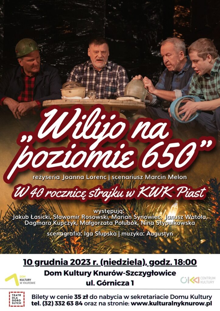 spektakl wilijo na poziomie teatr dla doroslych dom kultury w knurowie szczyglowicach
