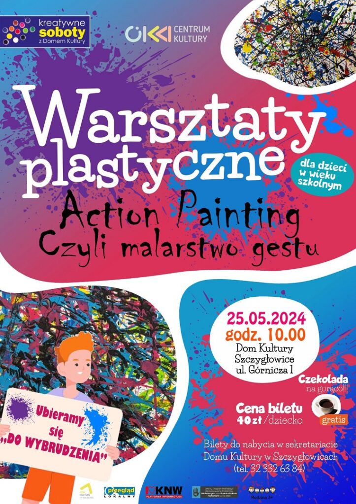 action painting kreatywne soboty w domu kultury