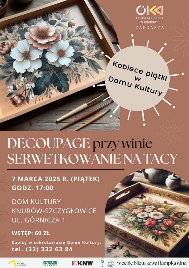 kobiece piatki decoupage przy winie